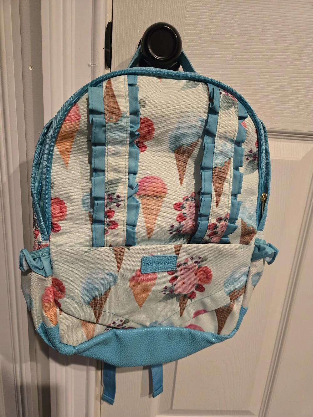Posh Peanut Turquoise Ice Cream Ruffle Kids Backpack